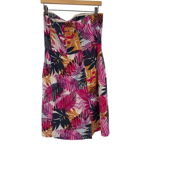 Banana Republic dress size 10 Tropical Palm Leaf Printed Silk Strapless - Picture 5 of 7